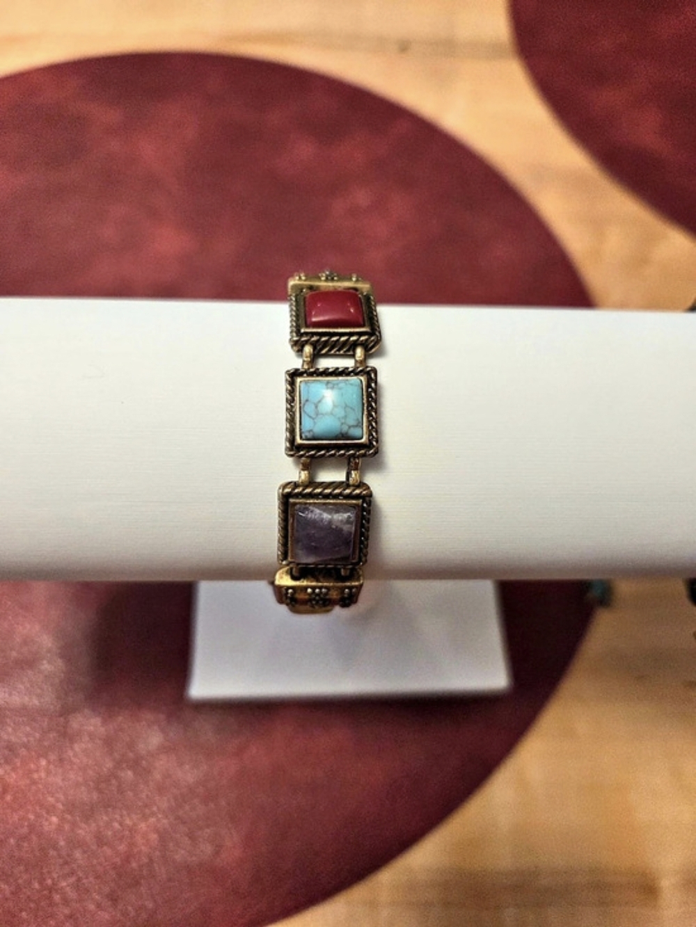 Lucky Brand Gemstone Link Bracelet in Brown & Blue